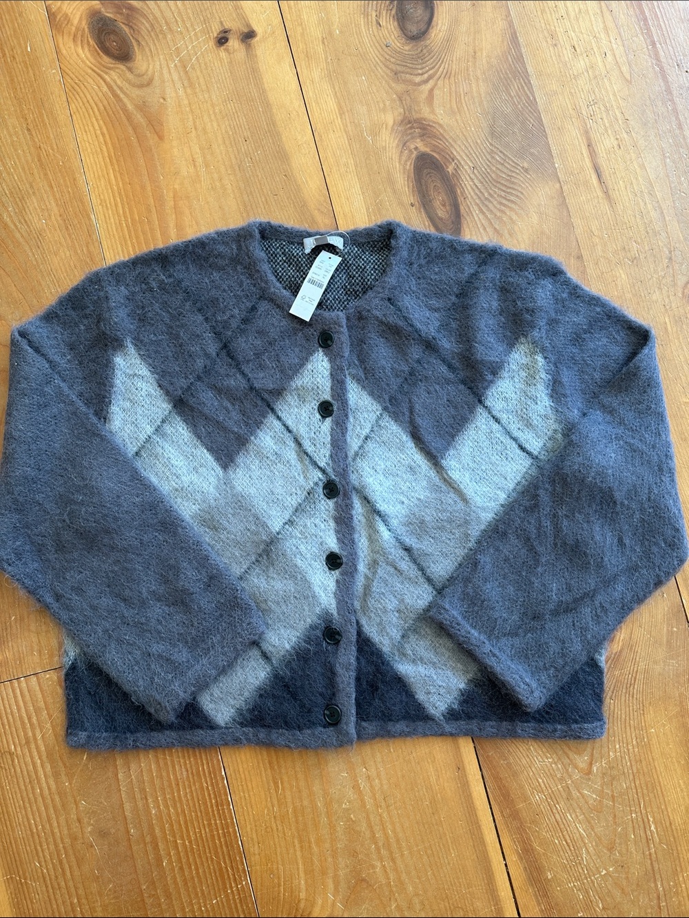 J. Crew Eclectic Grandpa Argyle Mohair Cardigan